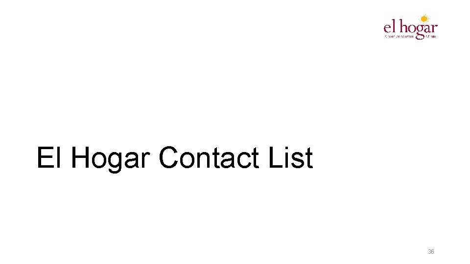 El Hogar Contact List 36 