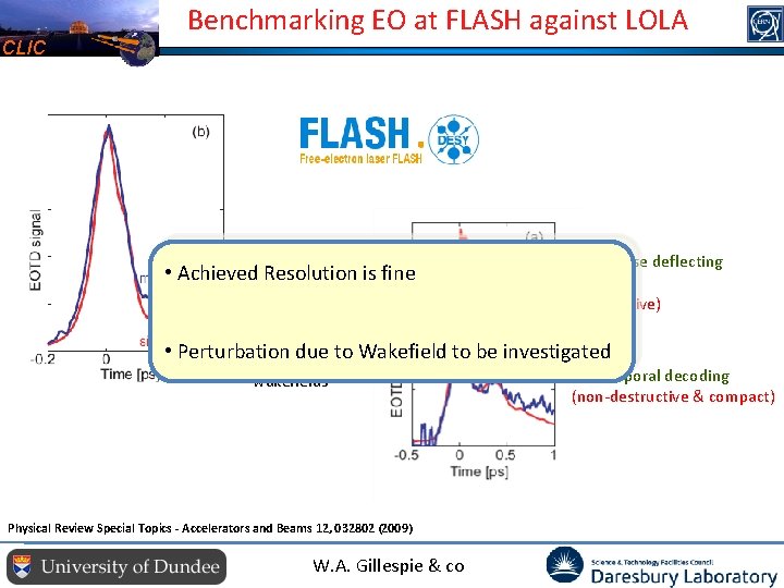 CLIC Benchmarking EO at FLASH against LOLA • Achieved Resolution is fine Transverse deflecting