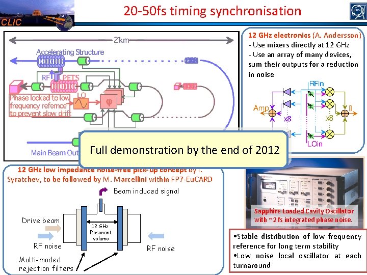 20 -50 fs timing synchronisation CLIC 12 GHz electronics (A. Andersson) - Use mixers