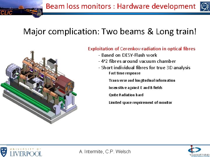 CLIC Beam loss monitors : Hardware development Major complication: Two beams & Long train!