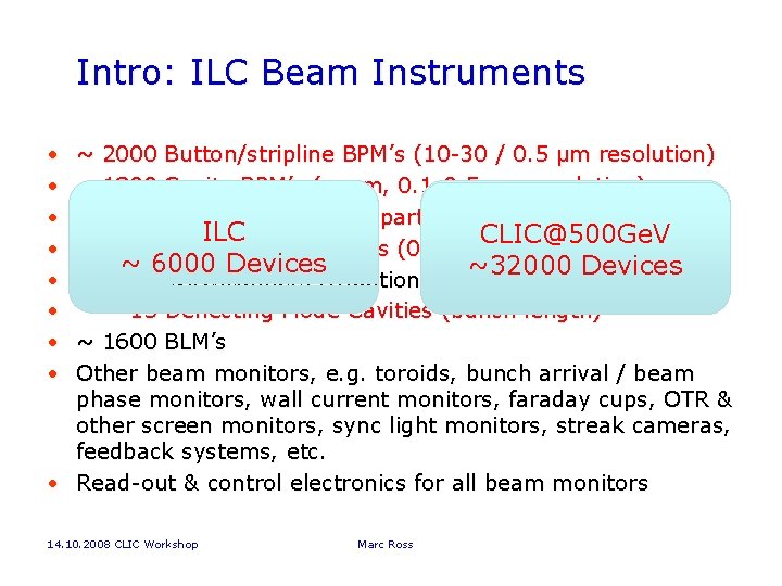 Intro: ILC Beam Instruments • • ~ 2000 Button/stripline BPM’s (10 -30 / 0.