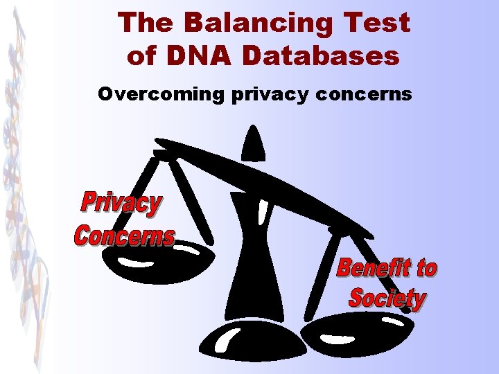 The Balancing Test of DNA Databases Overcoming privacy concerns 