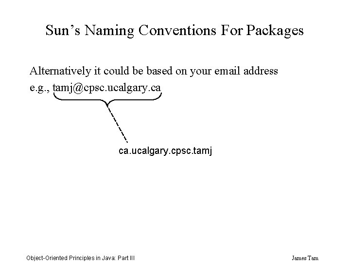 Sun’s Naming Conventions For Packages Alternatively it could be based on your email address