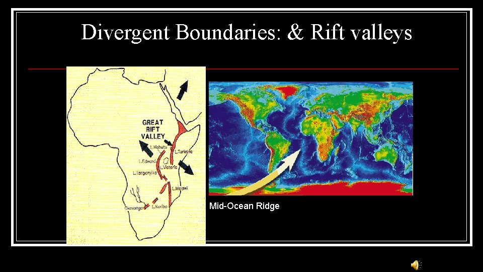 Divergent Boundaries: & Rift valleys Mid-Ocean Ridge 