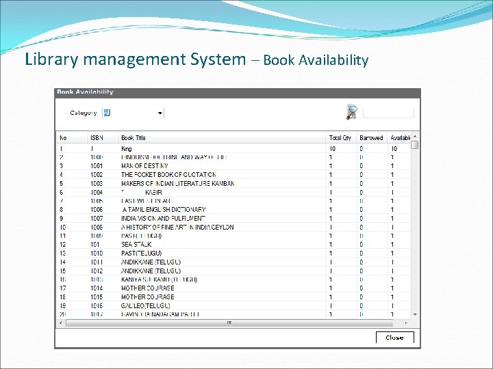 Library management System – Book Availability 