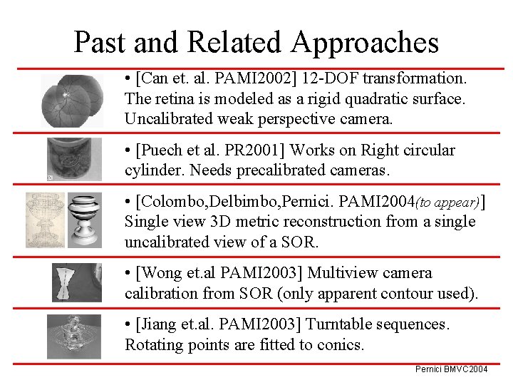 Past and Related Approaches • [Can et. al. PAMI 2002] 12 -DOF transformation. The