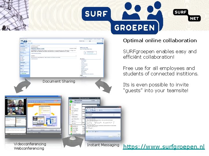 Optimal online collaboration SURFgroepen enables easy and efficiënt collaboration! Free use for all employees