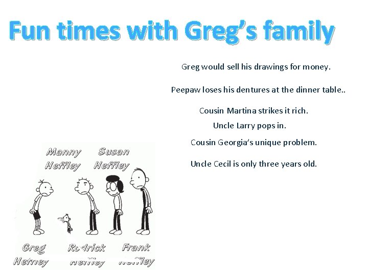 Fun times with Greg’s family Greg would sell his drawings for money. Peepaw loses