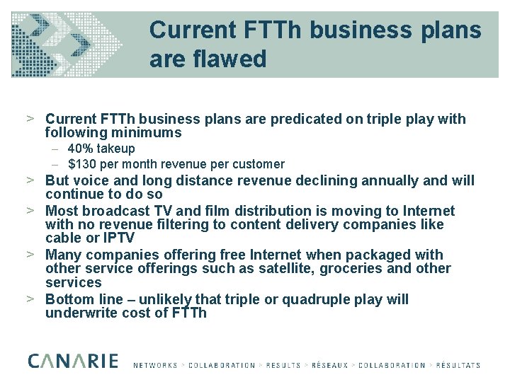 Current FTTh business plans are flawed > Current FTTh business plans are predicated on