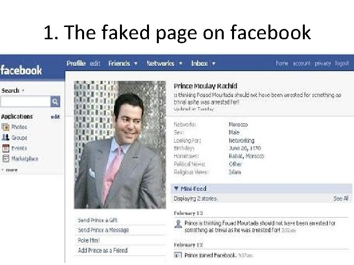 1. The faked page on facebook 