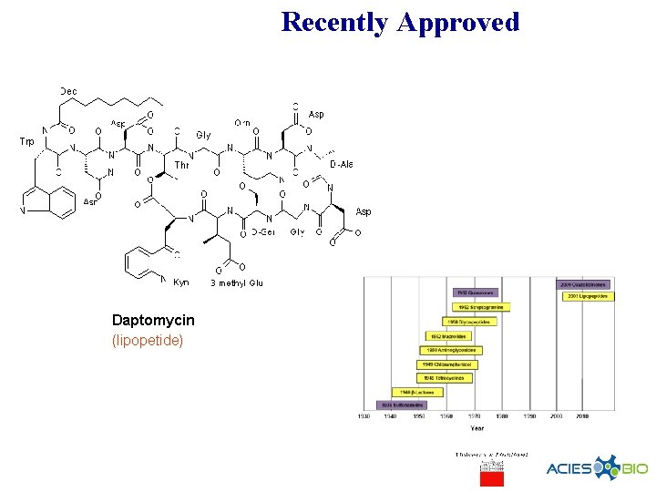 Recently Approved Daptomycin (lipopetide) 