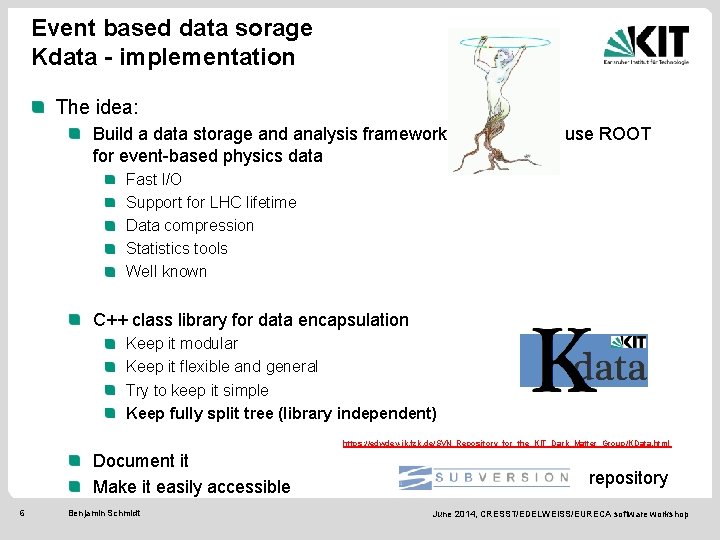 Event based data sorage Kdata - implementation The idea: Build a data storage and