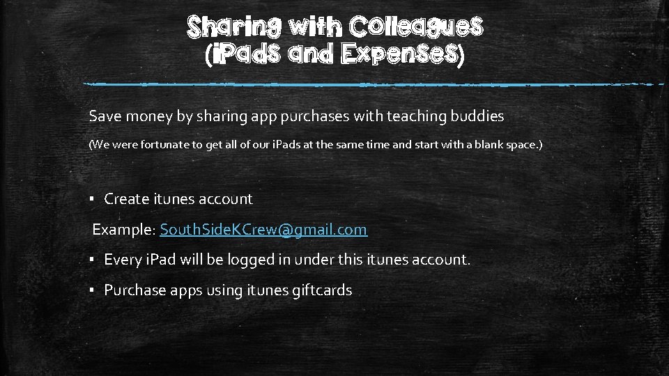 Sharing with Colleagues (i. Pads and Expenses) Save money by sharing app purchases with