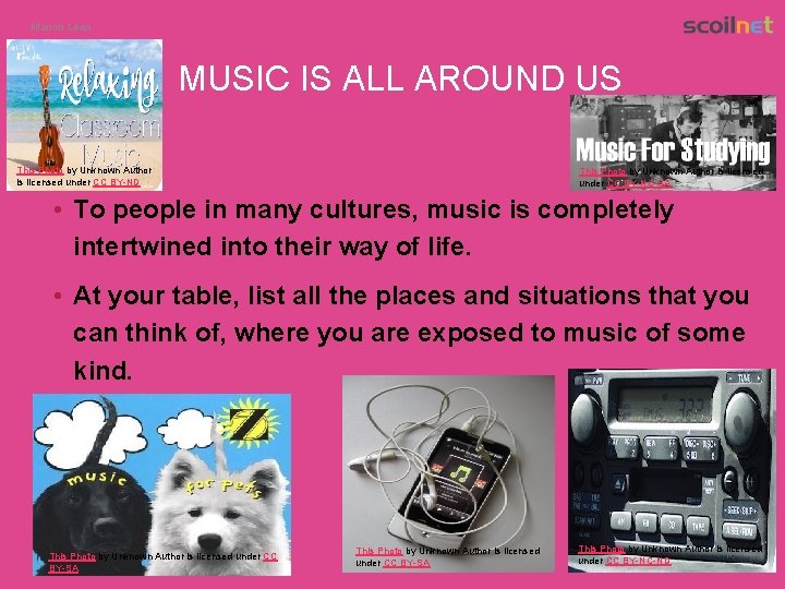 Marion Leen MUSIC IS ALL AROUND US This Photo by Unknown Author is licensed