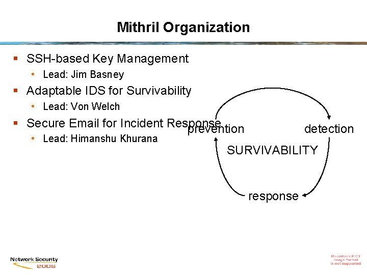 Mithril Organization § SSH-based Key Management • Lead: Jim Basney § Adaptable IDS for