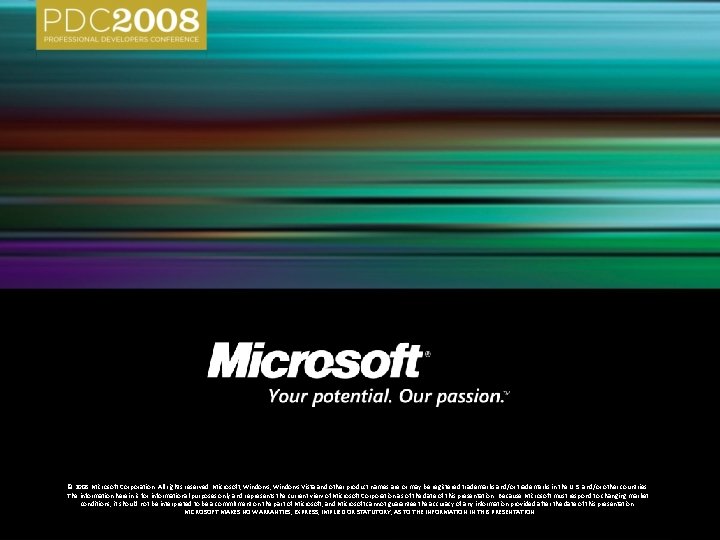 © 2008 Microsoft Corporation. All rights reserved. Microsoft, Windows Vista and other product names