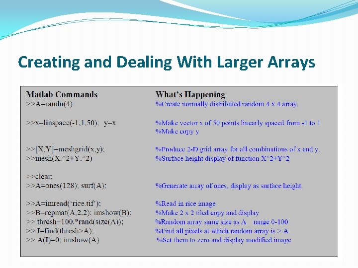 Creating and Dealing With Larger Arrays 