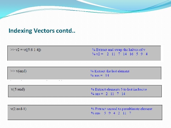 Indexing Vectors contd. . 