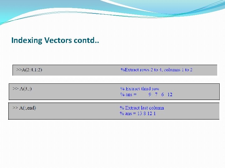 Indexing Vectors contd. . 