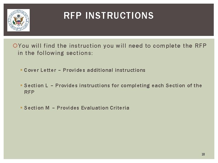 RFP INSTRUCTIONS You will find the instruction you will need to complete the RFP