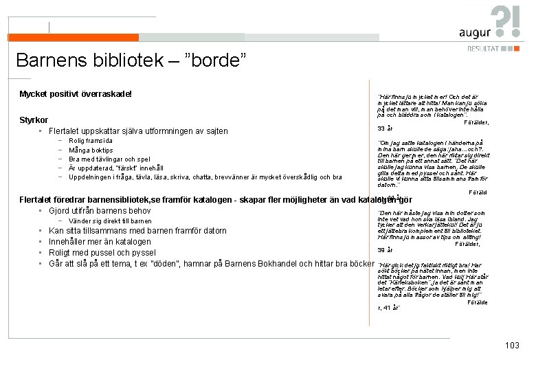 Barnens bibliotek – ”borde” Mycket positivt överraskade! ”Här finns ju mycket mer! Och det