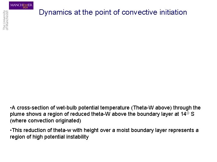 Dynamics at the point of convective initiation • A cross-section of wet-bulb potential temperature