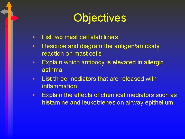 Objectives • • • List two mast cell stabilizers. Describe and diagram the antigen/antibody