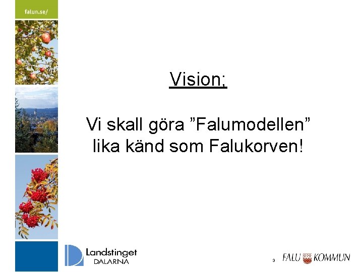 Vision; Vi skall göra ”Falumodellen” lika känd som Falukorven! 2020 -09 -26 3 