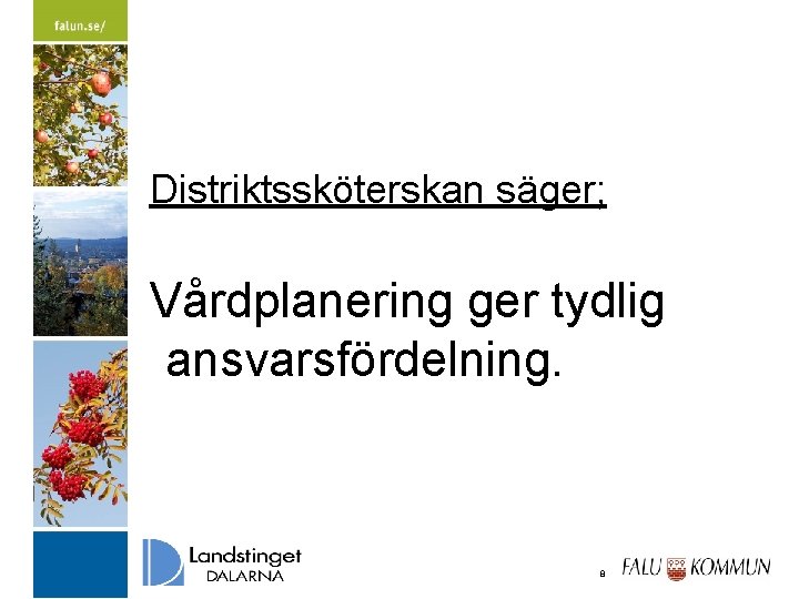 Distriktssköterskan säger; Vårdplanering ger tydlig ansvarsfördelning. 2020 -09 -26 8 