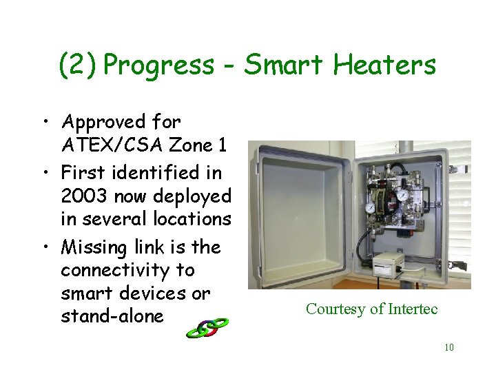 (2) Progress - Smart Heaters • Approved for ATEX/CSA Zone 1 • First identified