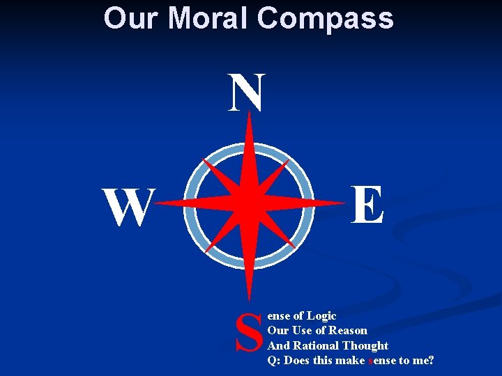 Our Moral Compass N E W S ense of Logic Our Use of Reason