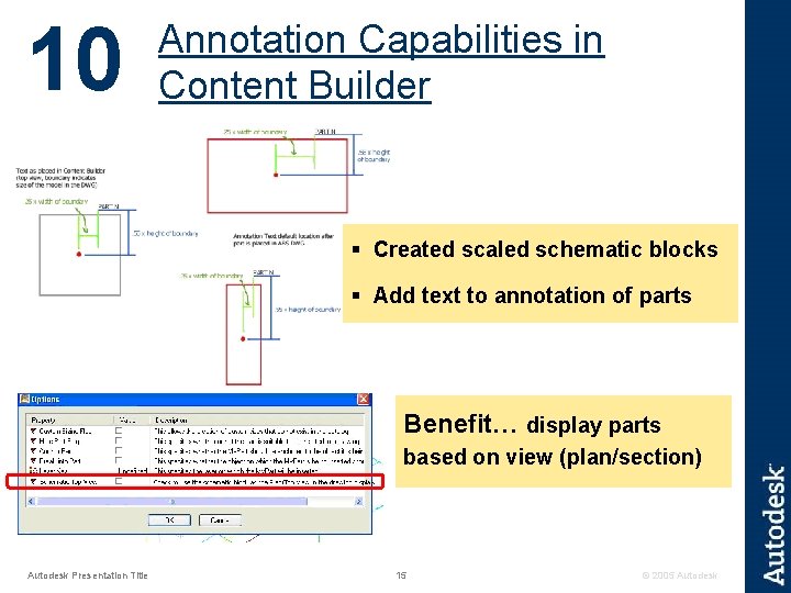 10 Annotation Capabilities in Content Builder § Created scaled schematic blocks § Add text