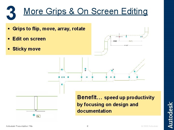 3 More Grips & On Screen Editing § Grips to flip, move, array, rotate