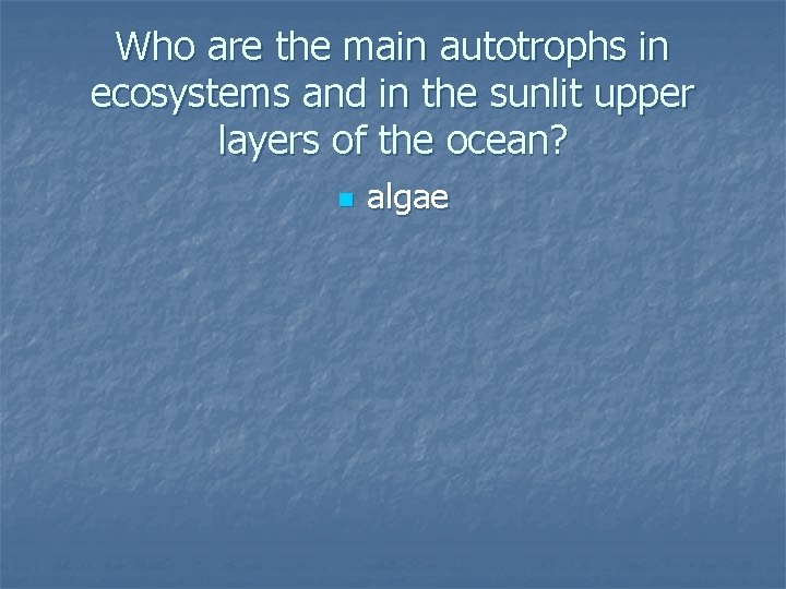 Who are the main autotrophs in ecosystems and in the sunlit upper layers of