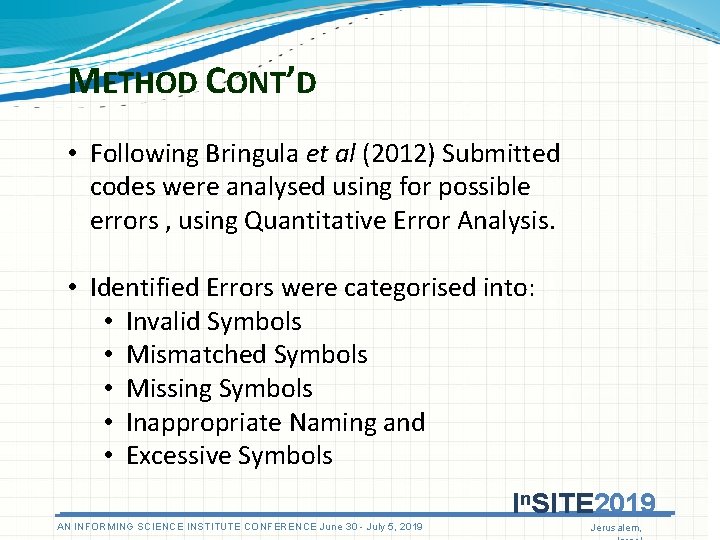METHOD CONT’D • Following Bringula et al (2012) Submitted codes were analysed using for