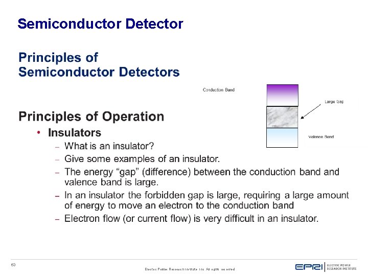 Semiconductor Detector 63 Electric Power Research Institute, Inc. All rights reserved. Semiconductor Detector 63 Electric Power Research Institute, Inc. All rights reserved.