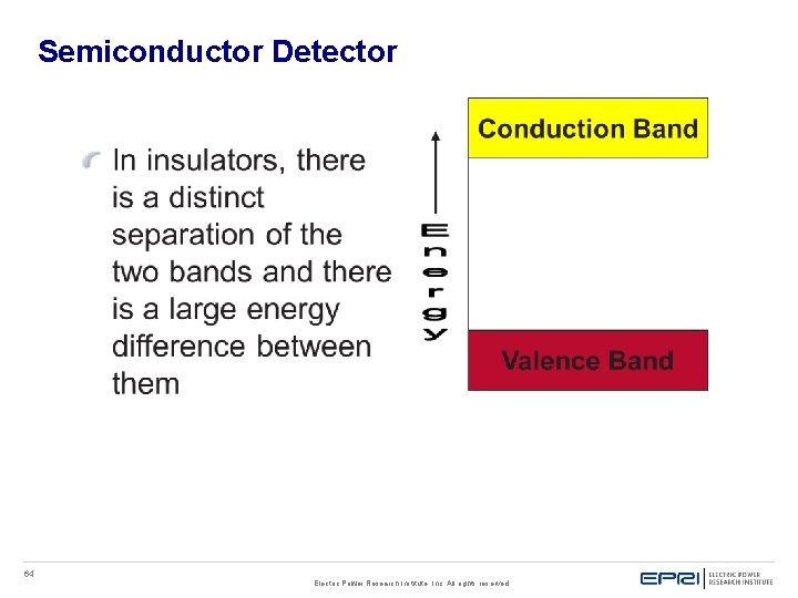 Semiconductor Detector 64 Electric Power Research Institute, Inc. All rights reserved. Semiconductor Detector 64 Electric Power Research Institute, Inc. All rights reserved.