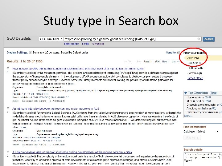 Study type in Search box 
