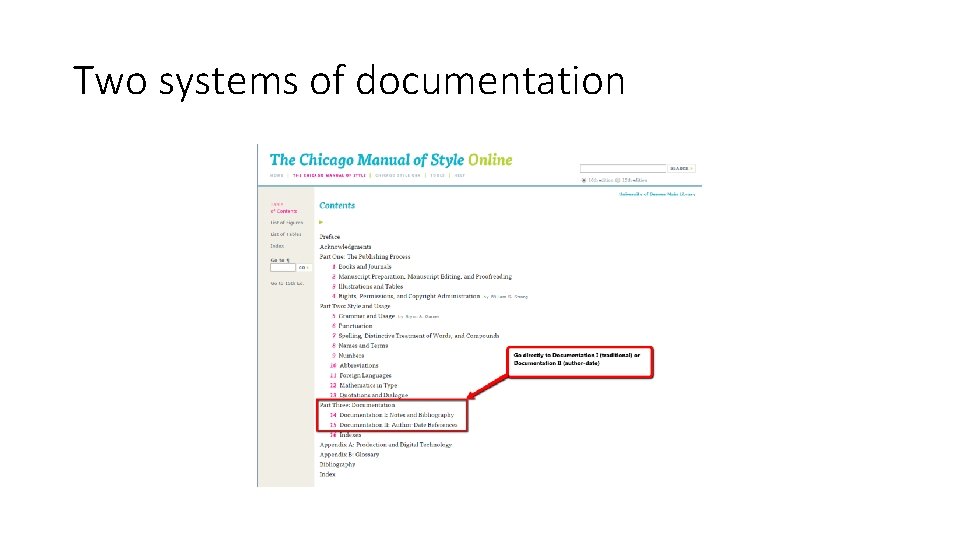 Two systems of documentation 