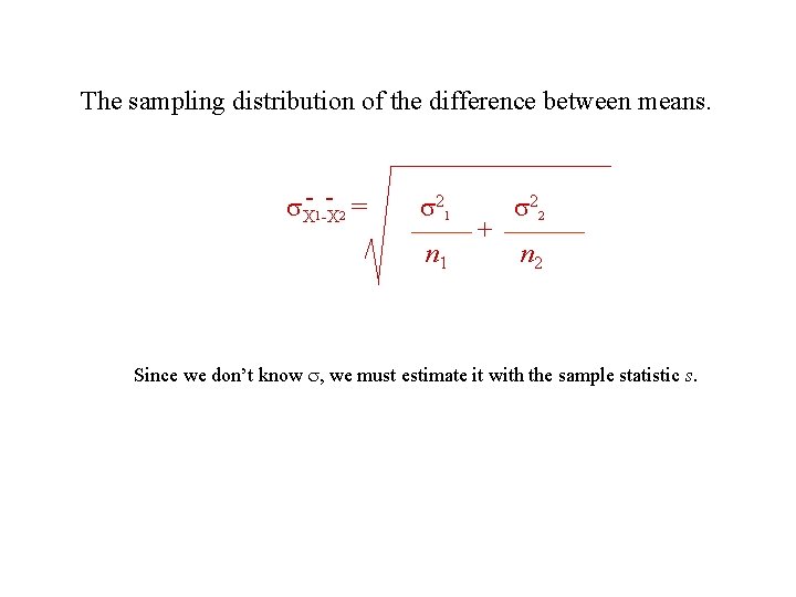 The sampling distribution of the difference between means. - = X- 1 -X 2