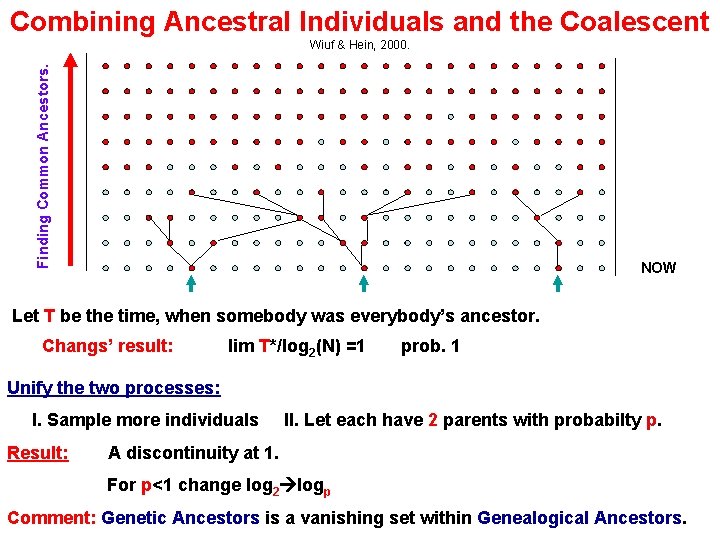 Combining Ancestral Individuals and the Coalescent Finding Common Ancestors. Wiuf & Hein, 2000. NOW