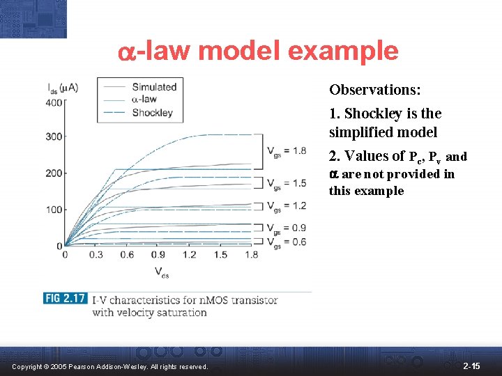 a-law model example Observations: 1. Shockley is the simplified model 2. Values of Pc,