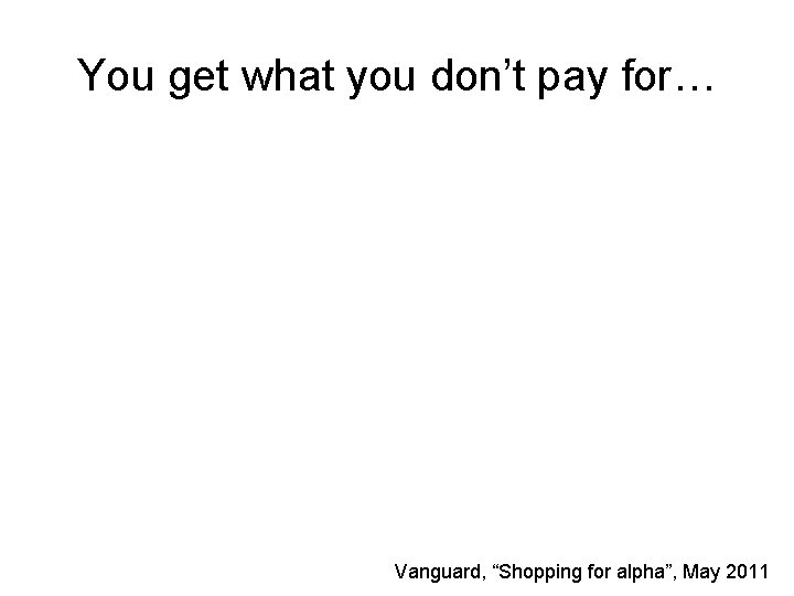 You get what you don’t pay for… Vanguard, “Shopping for alpha”, May 2011 