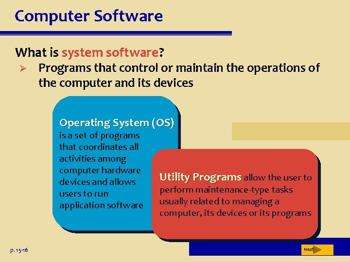 Computer Software What is system software? Ø Programs that control or maintain the operations