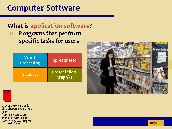 Computer Software What is application software? Ø Programs that perform specific tasks for users