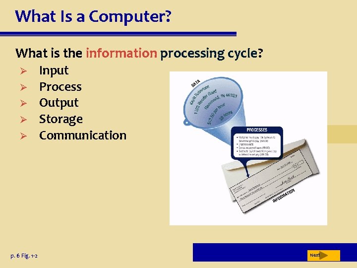 What Is a Computer? What is the information processing cycle? Ø Ø Ø p.