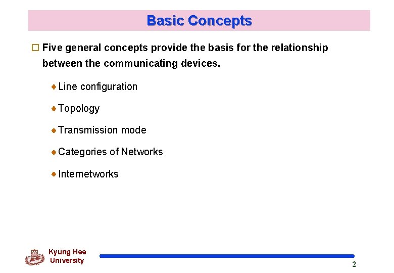 Basic Concepts o Five general concepts provide the basis for the relationship between the