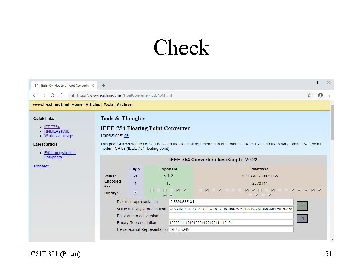 Check CSIT 301 (Blum) 51 