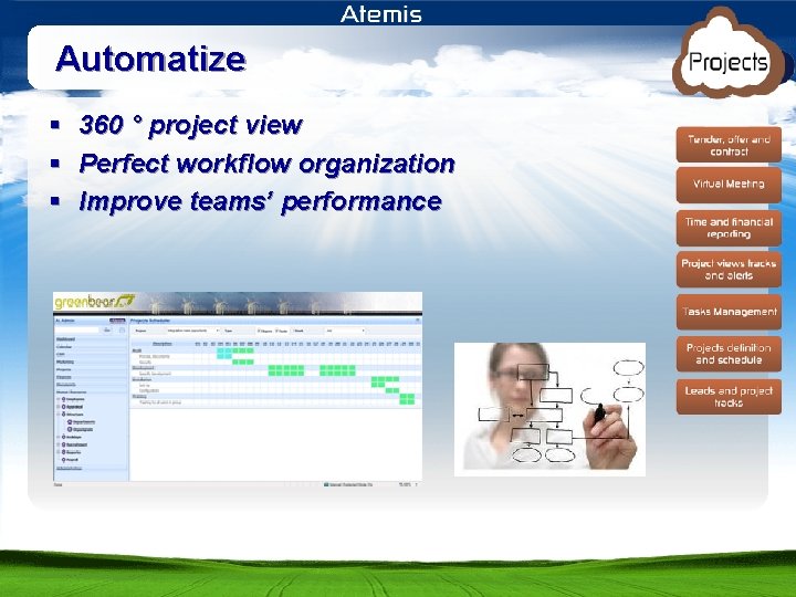 Automatize § § § 360 ° project view Perfect workflow organization Improve teams’ performance