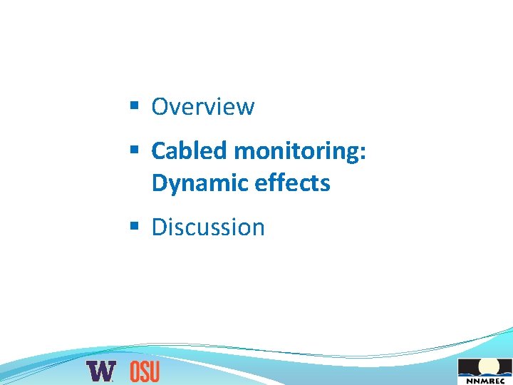 § Overview § Cabled monitoring: Dynamic effects § Discussion 